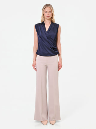 Navy Satin Crossover Top