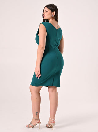 Curvy Royal Green Sheath Dress