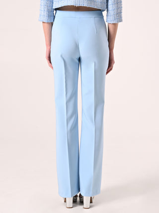 Flared Trousers in Light Blue Technical Fabric