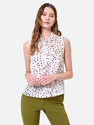 Bordeaux Polka Dot Satin Top