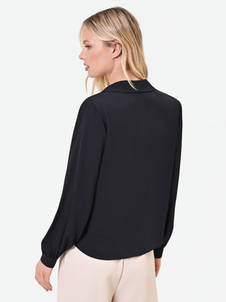 Black Satin Wrap Blouse