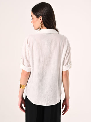 Crinkled Viscose-Blend Shirt