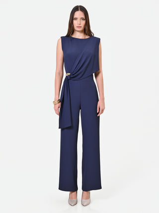 Navy Draped Palazzo Jumpsuit