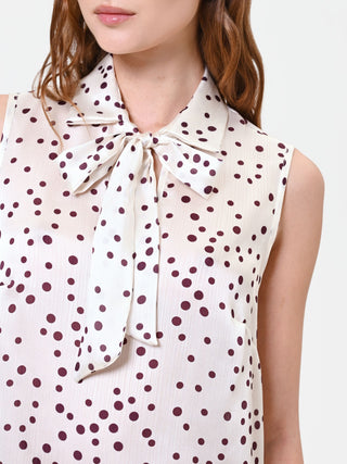 Bordeaux Polka Dot Satin Top
