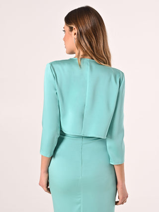 Aqua Green & Pink Satin Shrug