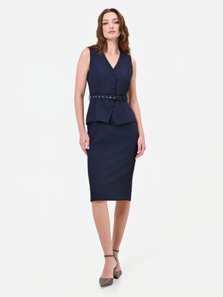 Robe midi bleu marine effet deux pièces