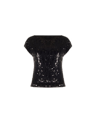 Top nero in paillettes