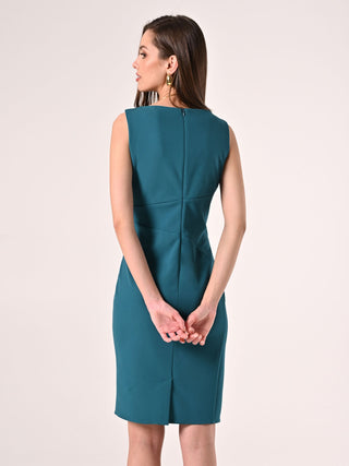 Peacock Green Scuba Crepe Sheath Dress