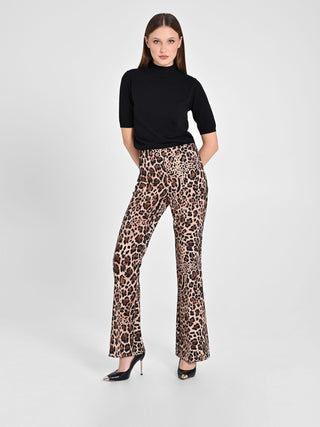 Animal-print Flared Trousers
