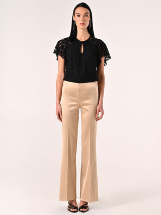 Dark Beige Viscose Satin Trousers