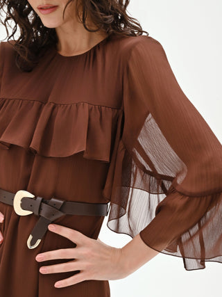 Chocolate Ruffle Midi Dress