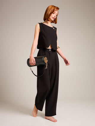 Black Pleated Trousers