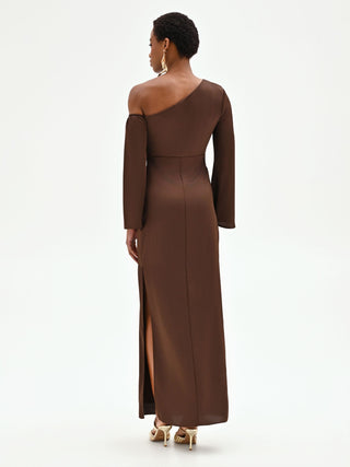 Chocolate One-Shoulder Gown