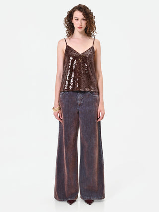 Dark Brown Sequin Top