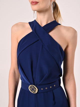 Navy Jumpsuit with Halterneck