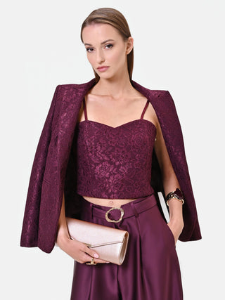 Burgundy Red Lace Bustier Top
