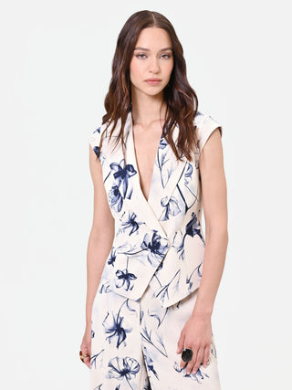 Navy Floral Print Gilet