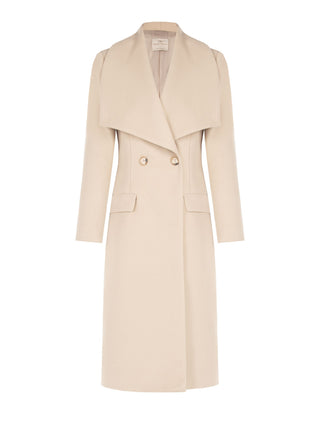 Cappotto Lungo Tortora con Revers Ampi