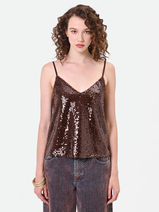 Dark Brown Sequin Top