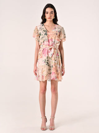 Robe imprimé fleuri à volant