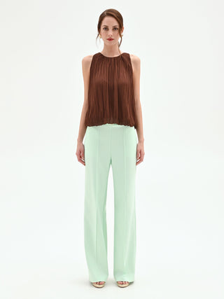 Blusa cioccolato con lavorazione plissé