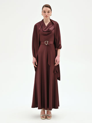 Stola in raso cioccolato con anello