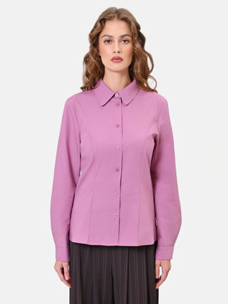 Camicia in cotone rosa antico con pinces