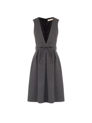 Dunkelgraues Trägerkleid aus Viskose-Mix