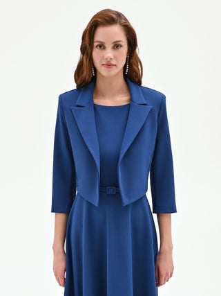 Bright Blue 3/4-Sleeve Bolero Jacket