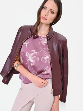 Altrosafarbene Bluse mit Blumenprint