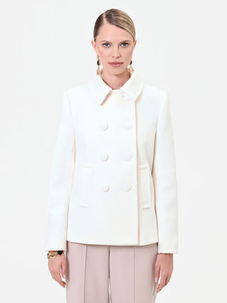 Kurze weiße Zweireiher-Jacke