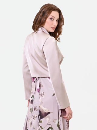 Taupe Beige Satin Bolero