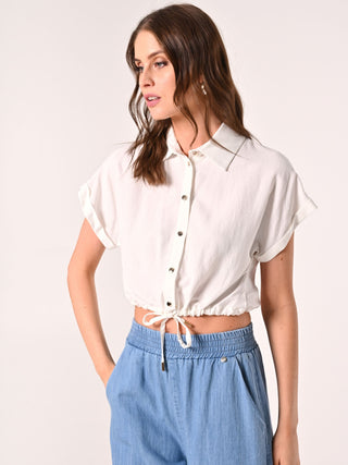 White Boxy Shirt in Viscose Blend