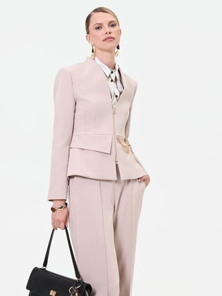 Jacke in Taupe-Beige mit Kettendetail