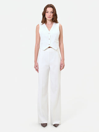 White Single-Breasted Vest in Technical Fabric