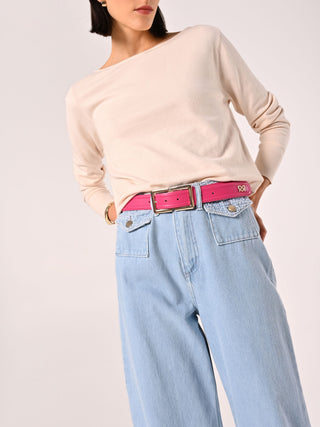 Fuchsia Belt with Rectangular Buckle