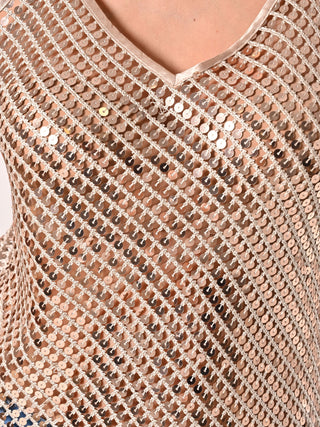 Gold Crochet & Sequin Top