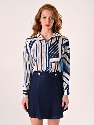 Camicia stampa Geometrica variante Blu