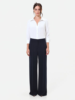 Studio Palazzo-Hose aus navyblauem Crêpe