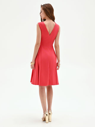 Strawberry Red Cotton Dress with Waist Tie Rinascimento Strawberry Red Cotton Dress with Waist Tie Rinascimento