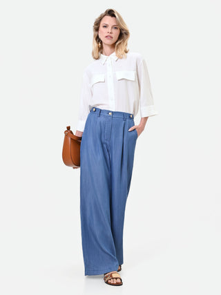 Weite blaue Lyocell-Hose