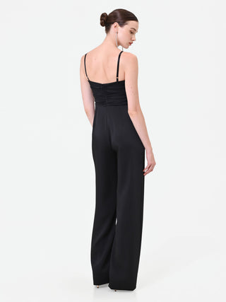 Black Draped Satin Jumpsuit