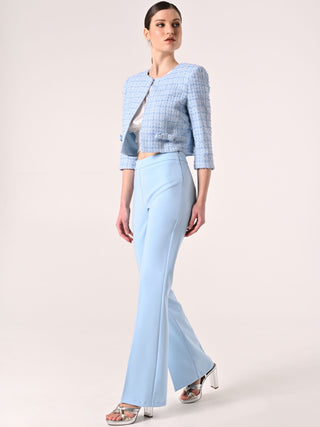 Flared Trousers in Light Blue Technical Fabric