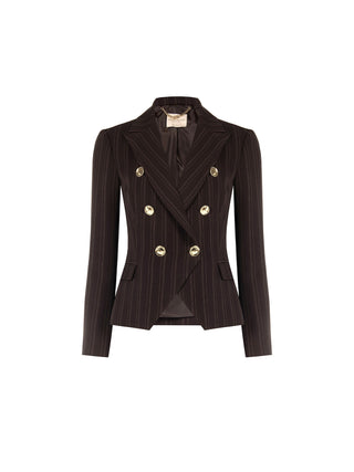 Dark Brown Pinstripe Double-Breasted Blazer Giorgia Palmas x Rinascimento