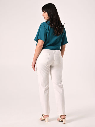 Curvy White Jeans with Studs and Rhinestones