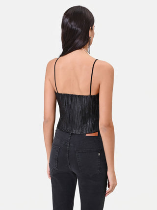 Black Crinkled Bustier Top