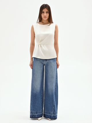 Cream blouse with side draping
