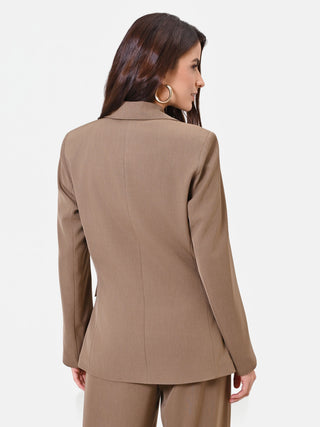 Veste croisée beige tourterelle à revers en pointe