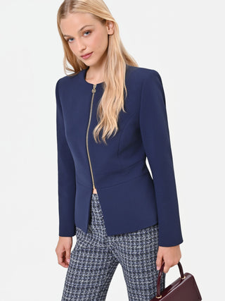 Marineblaue Jacke aus Scuba-Crêpe
