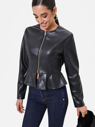 Black Flared Peplum Jacket